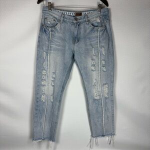 POL Distressed Cropped Jeans Size Large